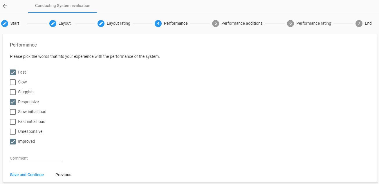 Screenshot of questionnaire on desktop